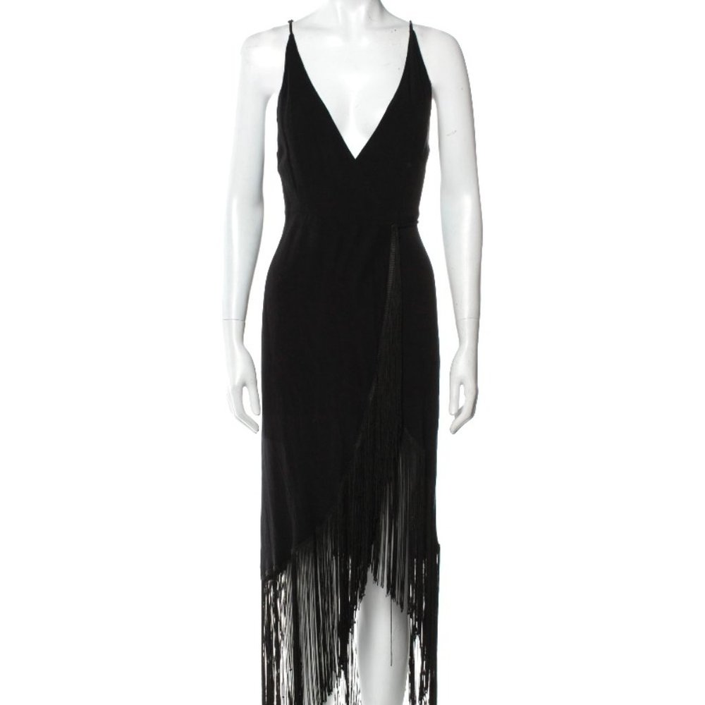 Reformation Tie Waist Wrap Fringe Dress